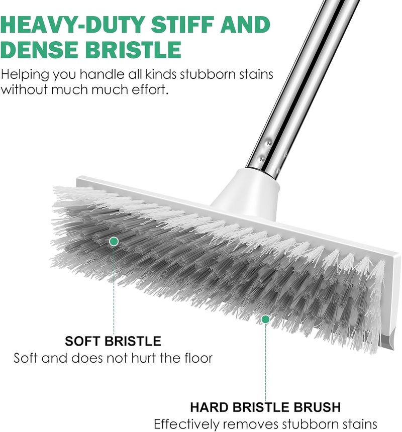 SetSail Floor Scrub Brush with 51-Inch Long Adjustable Handle 2 in 1 Scrape Brush Stiff Bristle Floor Scrubber for Cleaning Shower Bathroom Garage Kitchen Wall Deck Tub Tile - Image 3
